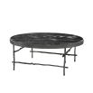 black and white marble round table with bronze finish