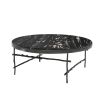 black and white marble round table with bronze finish