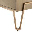 A stunning washed oak bedside table with brushed brass metal legs