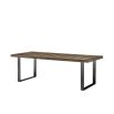 Geometric patterned wooden top dining table 230cm in antique bronze