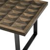 Geometric patterned wooden top dining table 230cm in antique bronze