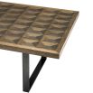 Geometric patterned wooden top dining table 300cm in antique bronze