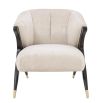 Luxury off-white crushed velvet armchair with black/brass legs