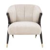 Luxury off-white crushed velvet armchair with black/brass legs