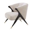 Luxury off-white crushed velvet armchair with black/brass legs