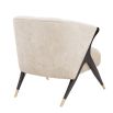 Luxury off-white crushed velvet armchair with black/brass legs