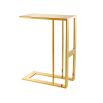 A luxury side table with a clean-lined frame and glamorous gold finish 