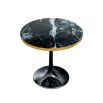 Elegant marble top black side table with gold edge