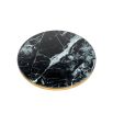 Elegant marble top black side table with gold edge