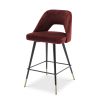 Glamorous retro style red velvet bar stool by Eichholtz