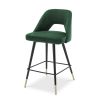 Luxurious modern dark green velvet counter stools by Eichholtz