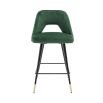 Luxurious modern dark green velvet counter stools by Eichholtz