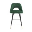 Luxurious modern dark green velvet counter stools by Eichholtz