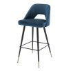 Luxury contemporary blue velvet bar stool