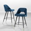 Luxury contemporary blue velvet bar stool