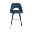 Blue velvet retro glam bar stools by Eichholtz