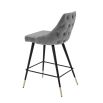 Modern vintage grey velvet bar stool by Eichholtz