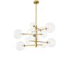 Luxury asymmetrical design chandelier in antique brass