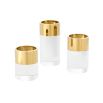 Set Of 3 Glass And Gold Candle Holders