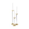 A luxury set of candle holders crafted from crystal glass with a gold finish