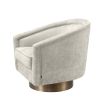 luxurious upholstered swivel chair with golden base