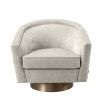 luxurious upholstered swivel chair with golden base