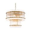 Statement clear glass chandelier with antique brass detailing