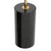 Modern, brass finish floor lamp with 5 glass lampshade detailing and black marble base