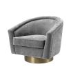 luxurious upholstered swivel chair with golden base