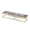 grey marble rectangular table with brass finish metal frame 
