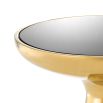 Sleek low gold side table with black glass table top