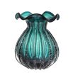 green hand blown glass flower vase