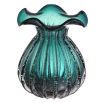 green hand blown glass flower vase