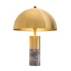 Contemporary grey marble base table lamp with brass dome-like shade