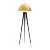 Contemporary black legged floor lamp with gold dome shade