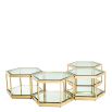 Luxury gold hexagonal shaped 4 in 1 coffee table with glass top