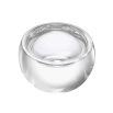 A dainty half deep bowl crafted from clear crystal glass