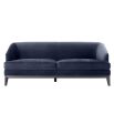 Designer midnight blue velvet modern design sofa with thick black legs