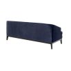 Designer midnight blue velvet modern design sofa with thick black legs