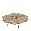 brass finish Ginkgo Biloba leaf coffee table with black tapered legs 