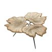 vintage brass ginkgo Biloba table with black tapered legs 