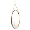round hanging wall mirror with gold finish