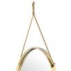 round hanging wall mirror with gold finish