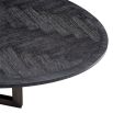 charcoal oval table with bronze base 