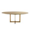 washed oak oval table with brushed brass frame 