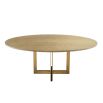washed oak oval table with brushed brass frame 