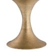 natural washed oak dining table with hourglass base in brushed brass