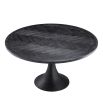 charcoal oak dining table with bronze hourglass base 