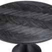 charcoal oak dining table with bronze hourglass base 