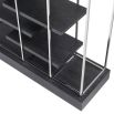large nickel and charcoal shelving unit cabinet 